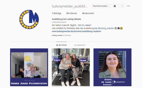 Die Ludwig Meister Azubis sind jetzt auf Instagram