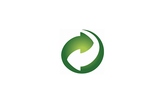 Ein grünes Recycling-Symbol mit zwei gegenläufigen Pfeilen.