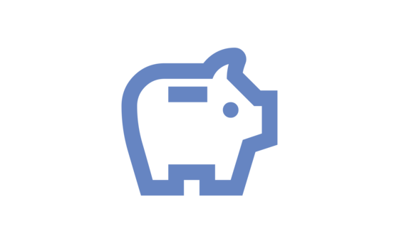 Blaues Sparschwein-Symbol auf weißem Hintergrund.