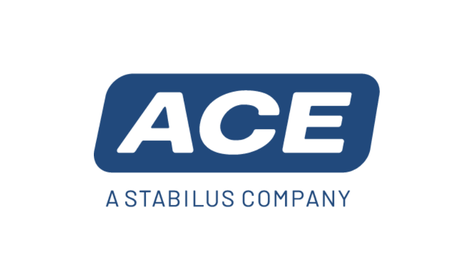 Das Logo von ACE, einer Stabilus Firma, mit blauem Text auf weißem Hintergrund.