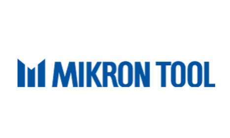 Das Bild zeigt das Logo von Mikron Tool in blauer Schrift.