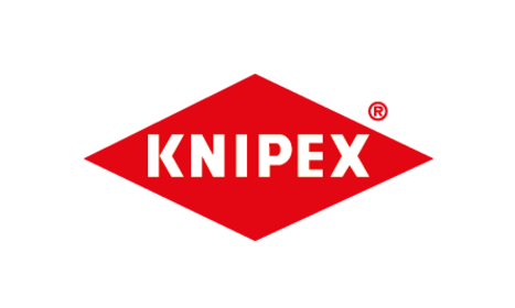 Das Bild zeigt das Knipex Logo in einem roten, rautenförmigen Design.
