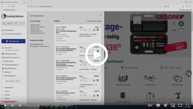 Neuheiten bei der Such-Funktion im Ludwig Meister Webshop