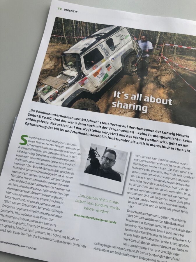 VTH-Portrait "It´s all about sharing" -  Max Meister in der aktuellen Ausgabe des VTH Branchenmagazins