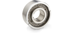 Ein Freilauf-Rollenlager aus Metall mit komplexen internen Strukturen.