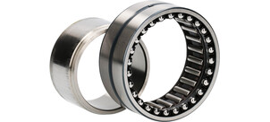 Nahaufnahme von zwei kombinierten Wälzlagern mit Kugel- und Rollenlagern.