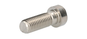 Nahaufnahme einer metallischen Schraube mit Gewinde.