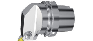 Ein silberner metallischer Klemmhalter mit einer Schneidspitze.