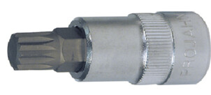 Ein silberner Torx-Steckschlüsseleinsatz mit aufgedrucktem Markennamen.