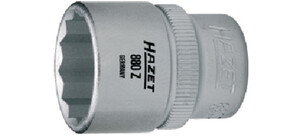 Ein silberner Zwölfkant-Steckschlüsseleinsatz der Marke Hazet mit der Aufschrift "880 Z Germany".