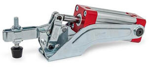 Ein Pneumatikspanner aus Metall mit einem Zylinder und Gelenkmechanismus.