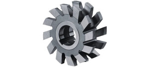 Ein silberner Profilfräser mit mehreren scharfen Schneidezähnen.