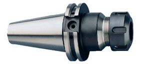 Ein metallisches Spannzangenfutter für Werkzeugmaschinen, das zylindrisch geformt ist.