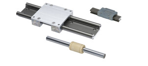 Verschiedene Linearschienen und Gleitführungskomponenten für mechanische Anwendungen.