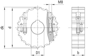 Kettenräder für Einfach-Scharnierbandketten aus Stahl KUS815