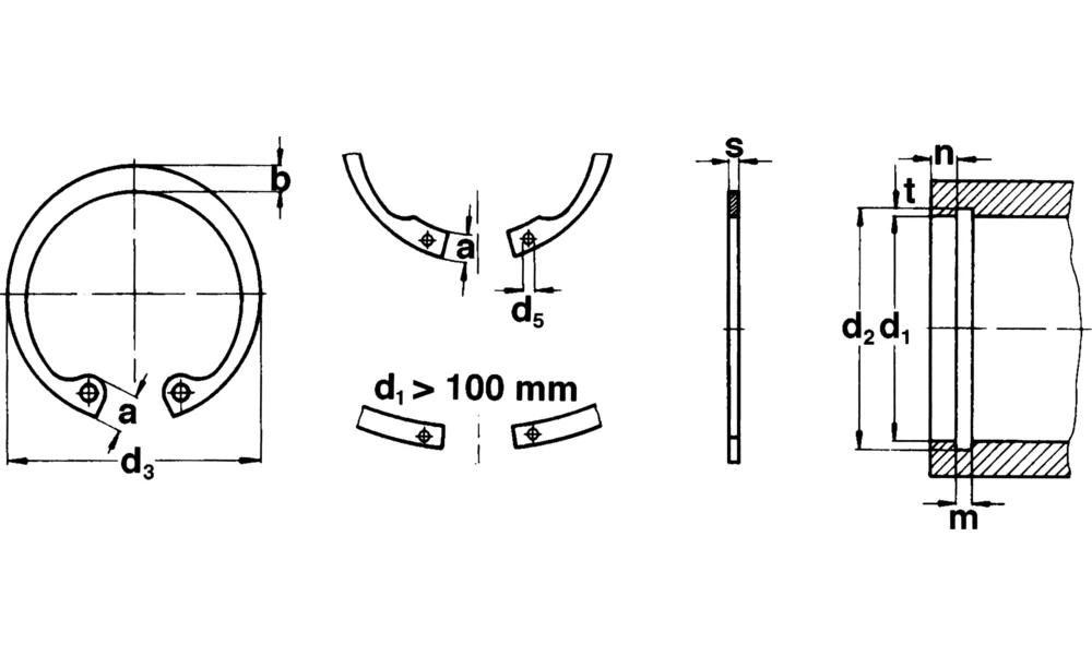 Seegerringe 52 x 2 mm je 5 Stück Sicherungsringe Für Bohrungen DIN 472 