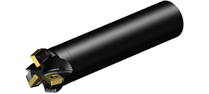 Abbildung eines modularen Fasenfräsers mit einem schwarzen Schaft und goldfarbenen Schneidkanten.