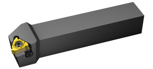 Ein Drehhalter mit Schneidwerkzeug zur Bearbeitung von Außengewinden.