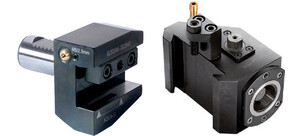 Zwei unterschiedliche Werkzeugspannsysteme für Drehmaschinen sind abgebildet.